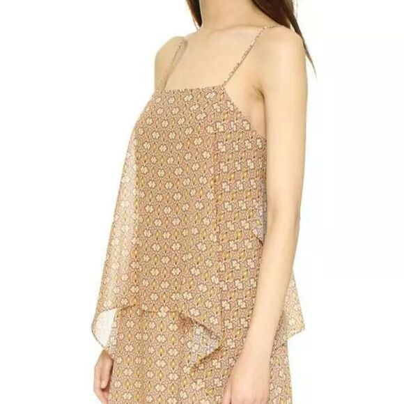 THEORY 100% Silk Tiered Sun Dress Spaghetti Strap Flowy Size Large Summer - Picture 2 of 10